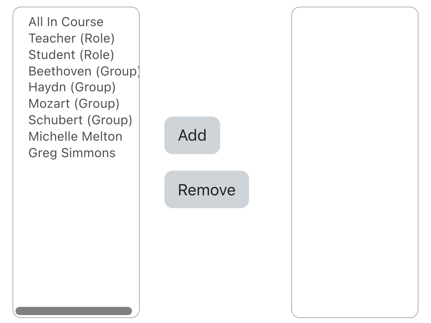 Add users to receive email by selecting at left and click add Add users to receive email by selecting at left and click add