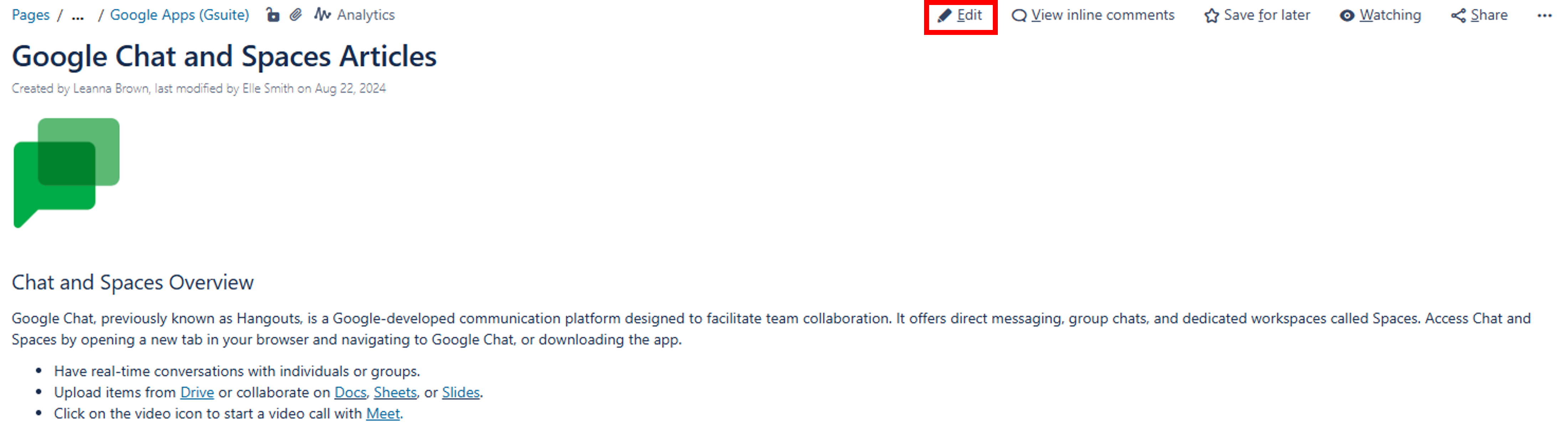 Navigate to a page and click edit. 