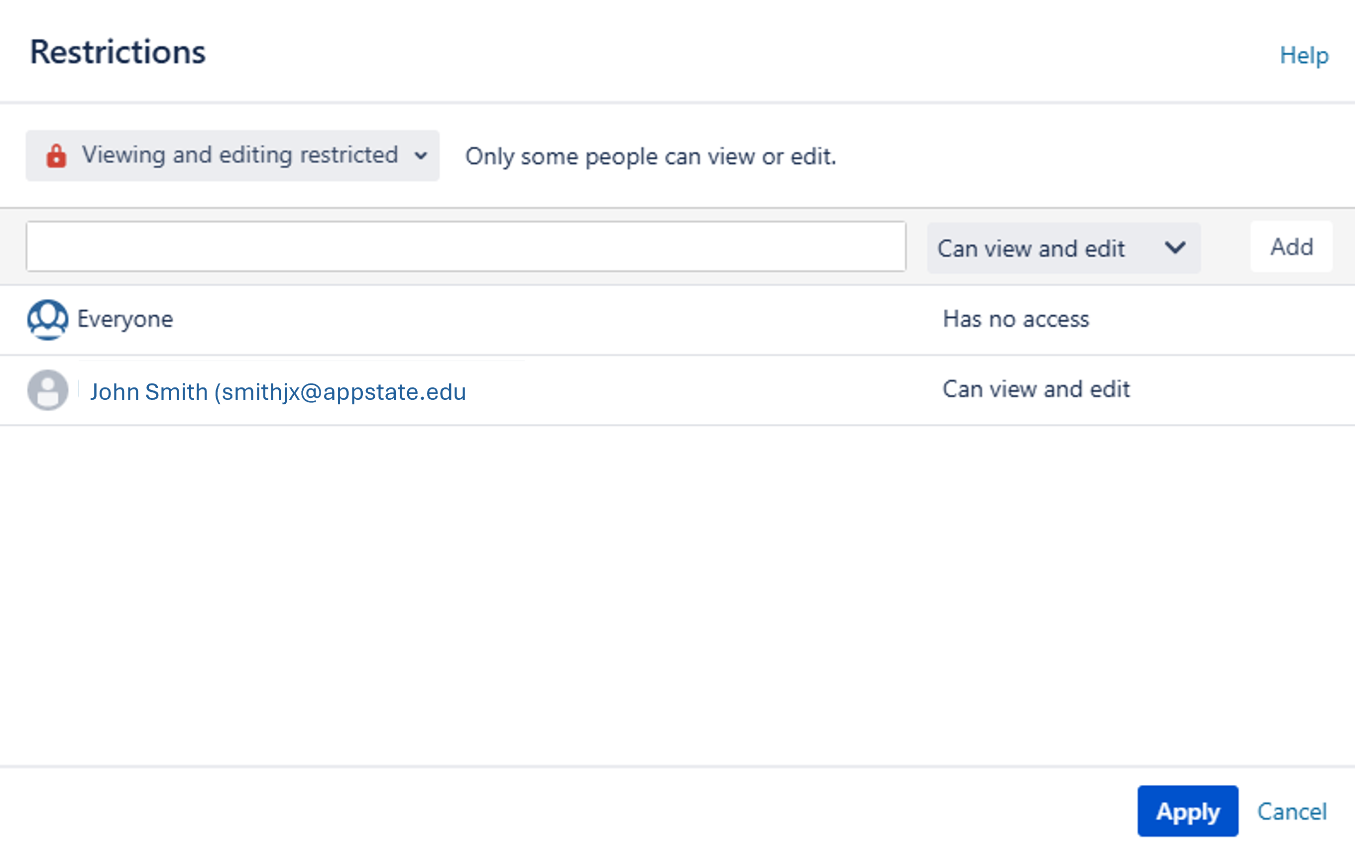 Select only the users you want to have access to the page. 