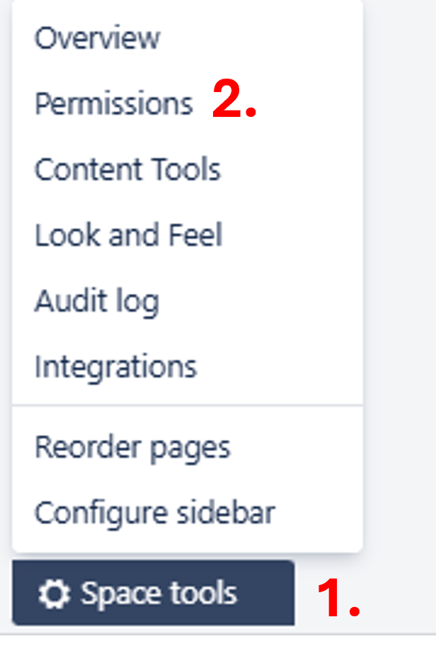 Click on Space Tools and then open Permissions. 