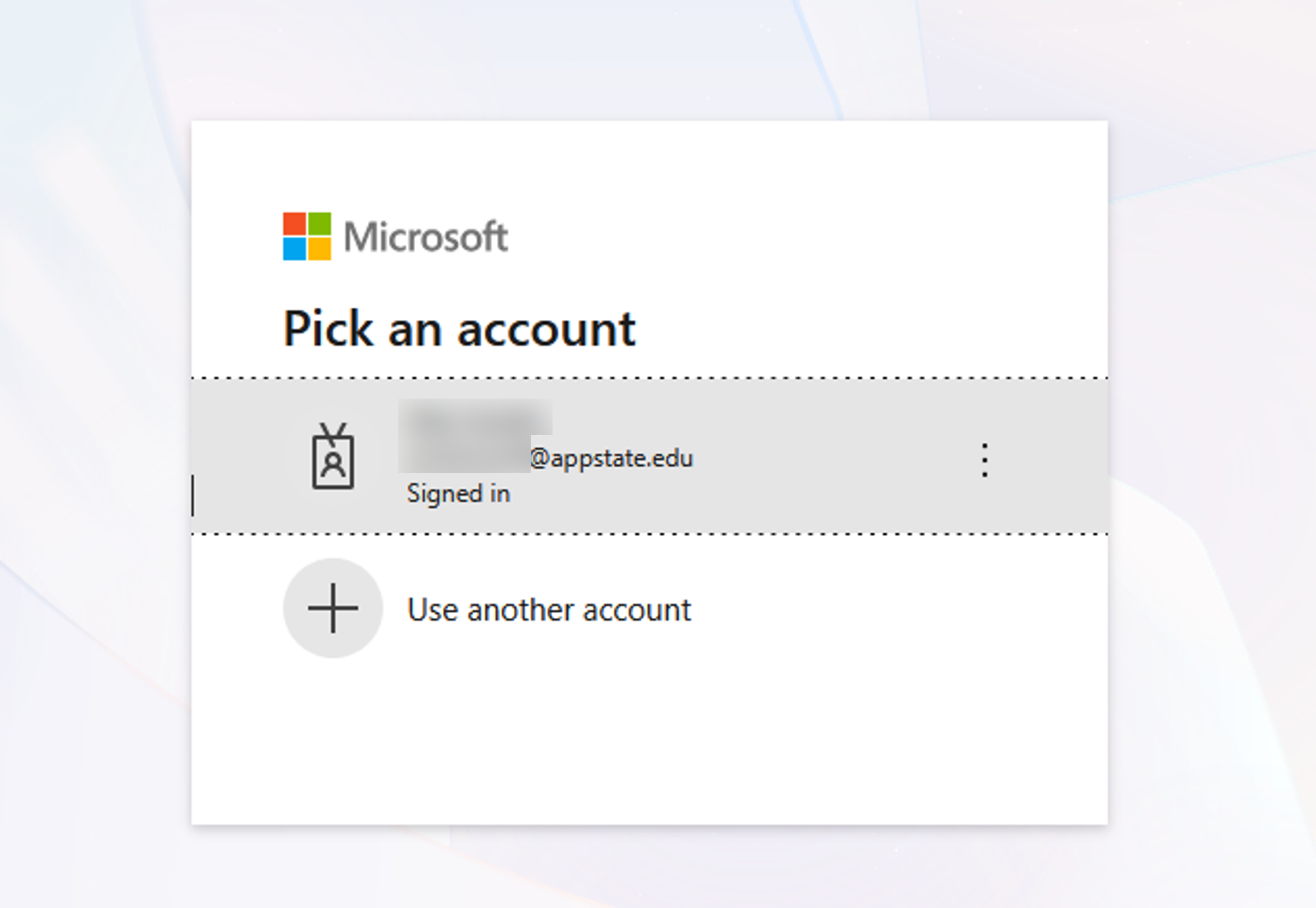 Click on your App State account. 