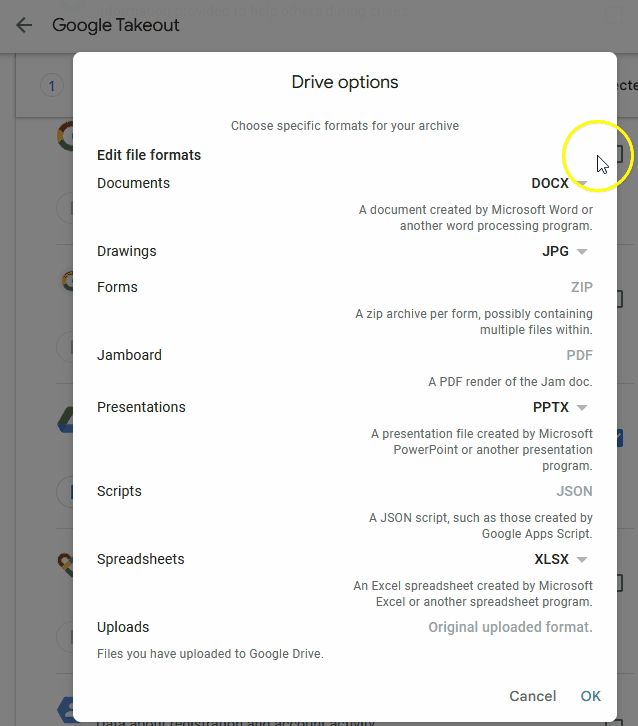 Changing to different file formats.
