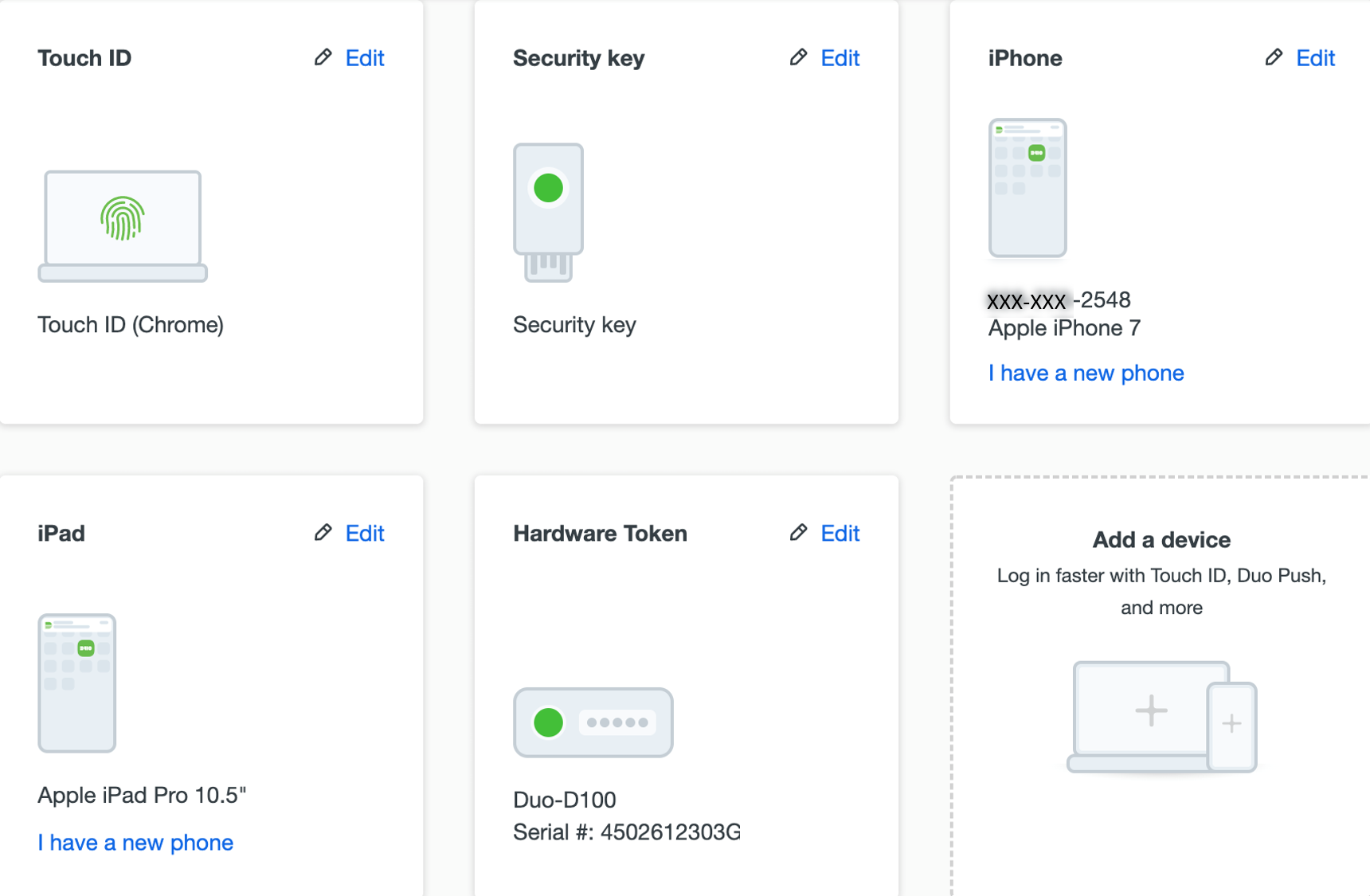 Example of registered devices page in the device management portal.