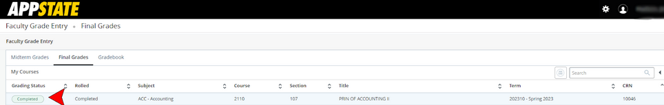 Showing the grading status as complete. 