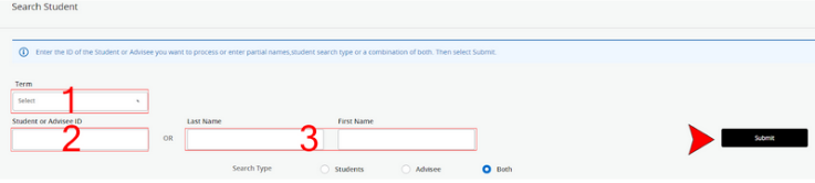 Enter student information to search. 