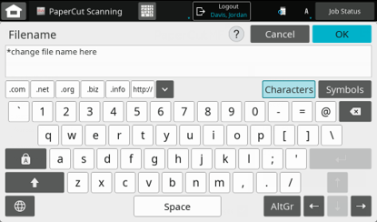 Click the file name box to change the file name.