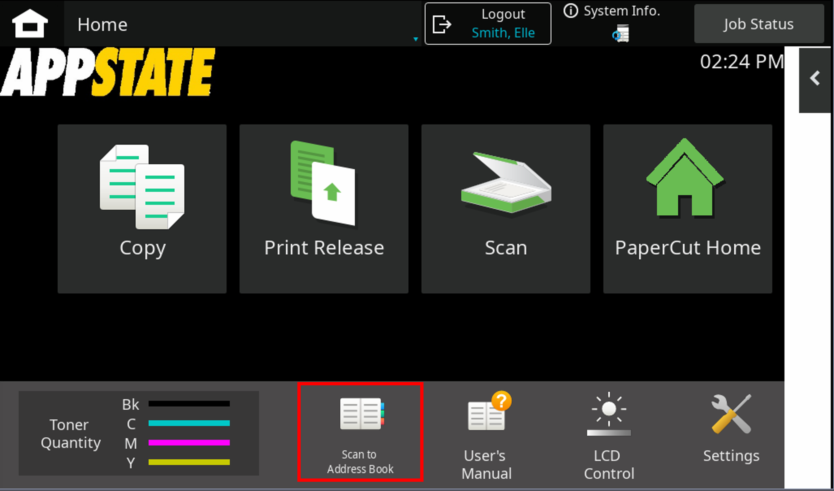 Select the optiont to scan to address book.