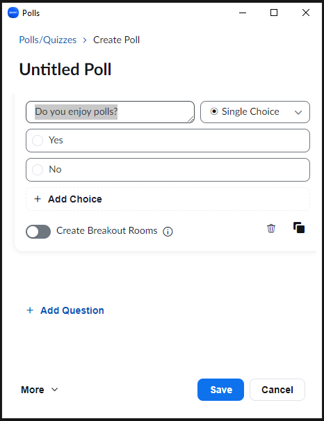 Name poll and modify settings