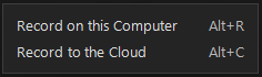 Record to cloud or device settings