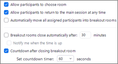Breakout Rooms Options
