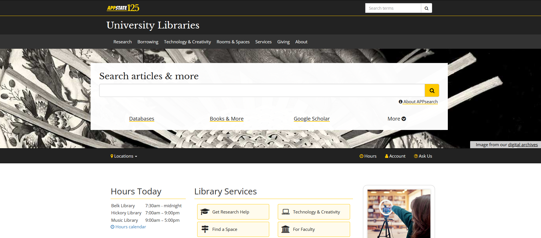 Searching through the university library website.