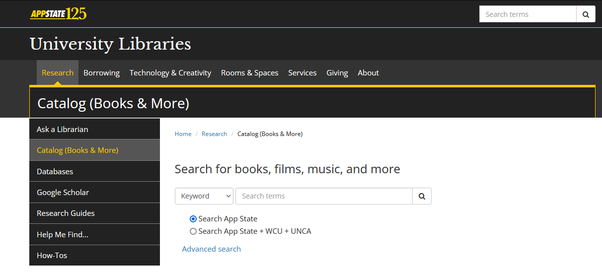 Selecting Books and more to search for books film and music.