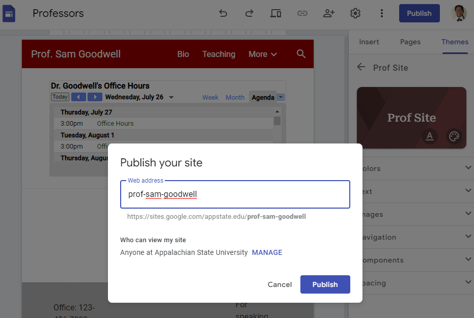 Publishing a Site.