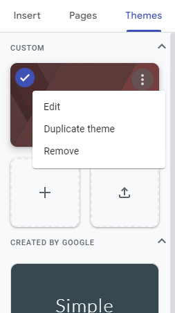 Adding preset themes to a Site.