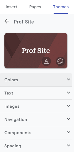 Editing the color, text, and images in a Site.