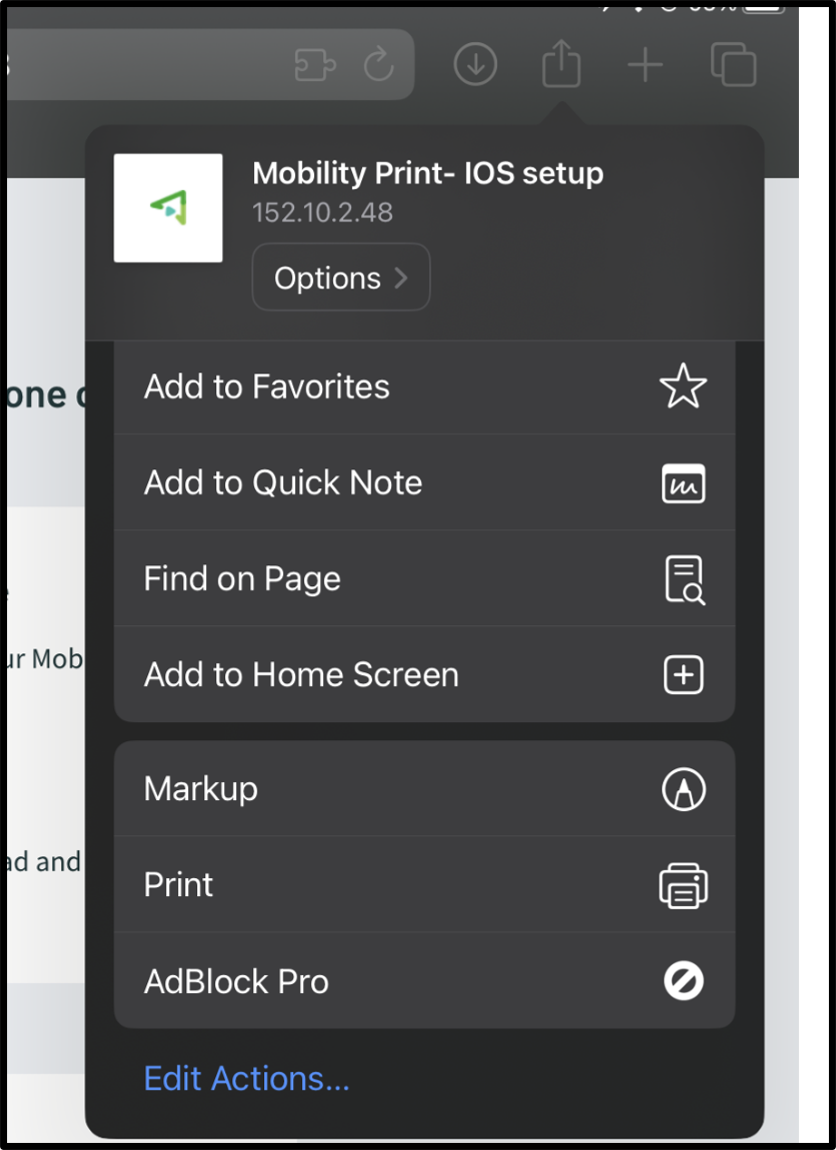 Print by tapping the share icon and selecting print from those options. 