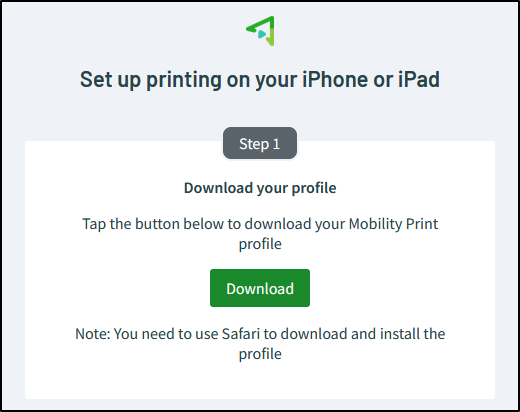Navigate to the PaperCut setup site for iPhone or iPad and click download.  