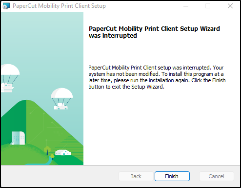 Click finish to finish setup. 