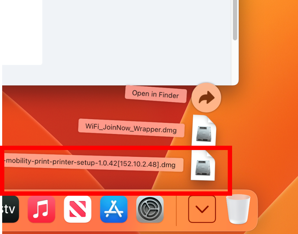 Click on your downloads folder in the Dock.