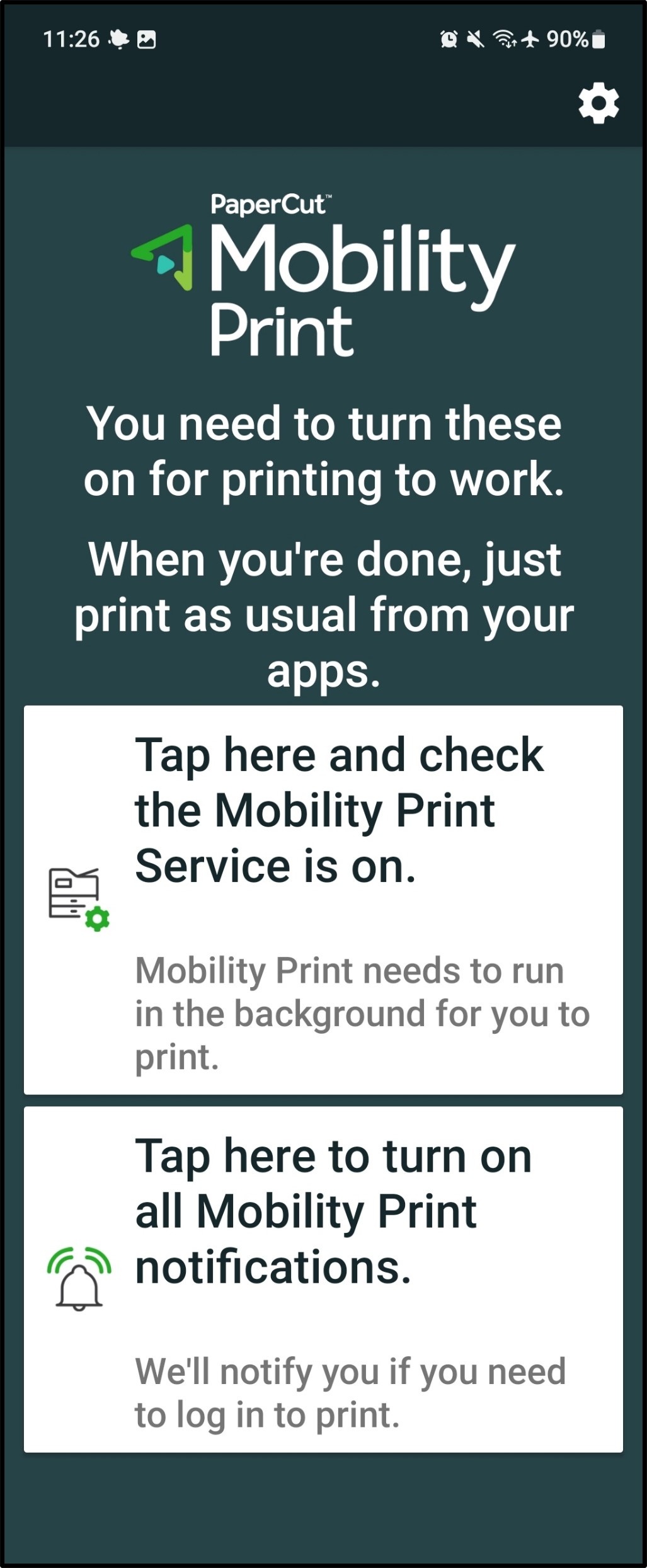 Launch the mobility print app. 