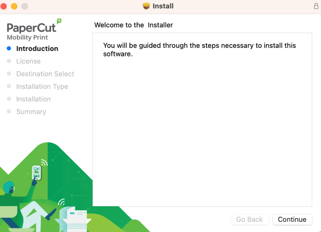 Follow the PaperCut mobility print wizard to install the PaperCut Client. 