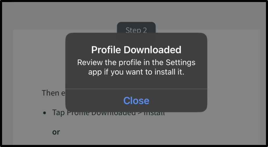 Close the dialog box once the profile is downloaded. 