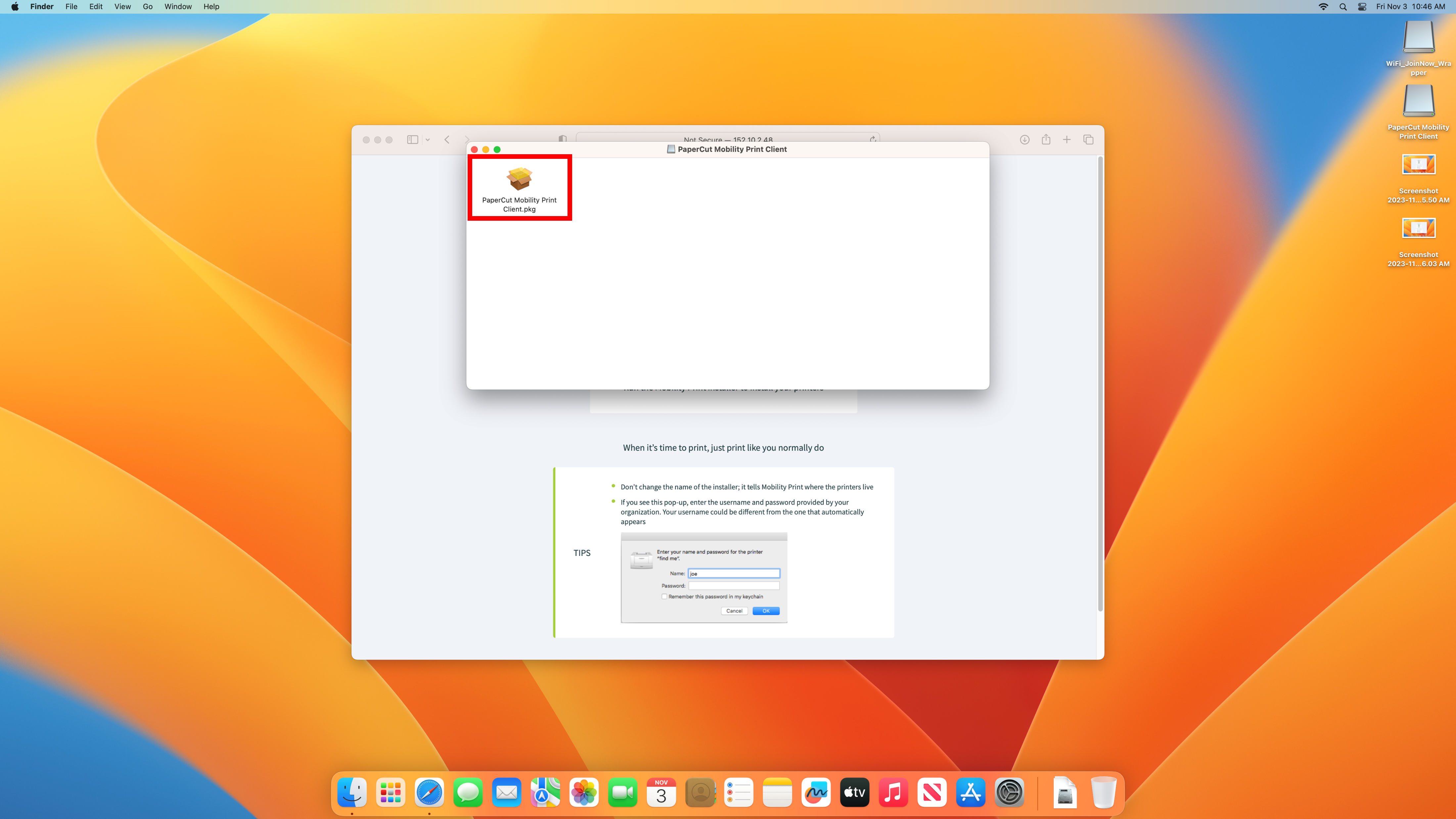 Click on the PaperCut Client install box. 