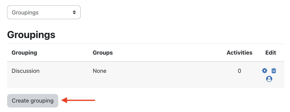 On the groupings page select create grouping