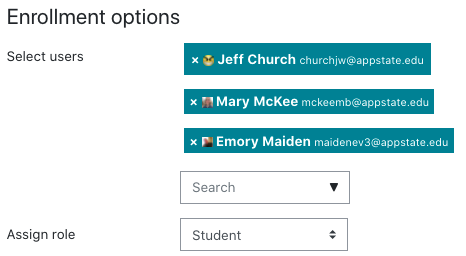 Enrollment options - Adding multiple users with the same role