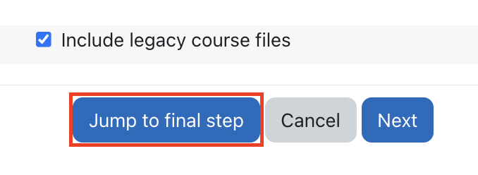 to preserve structure of gradebook in the backup, click jump to final step