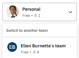 You can switch between your personal account to a team account.