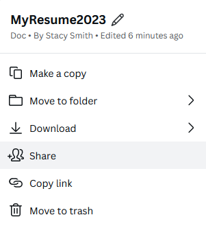 Using the share button to send access to the Doc to another account.