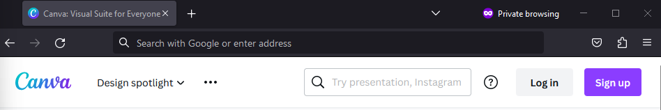 Navigate to canva website.