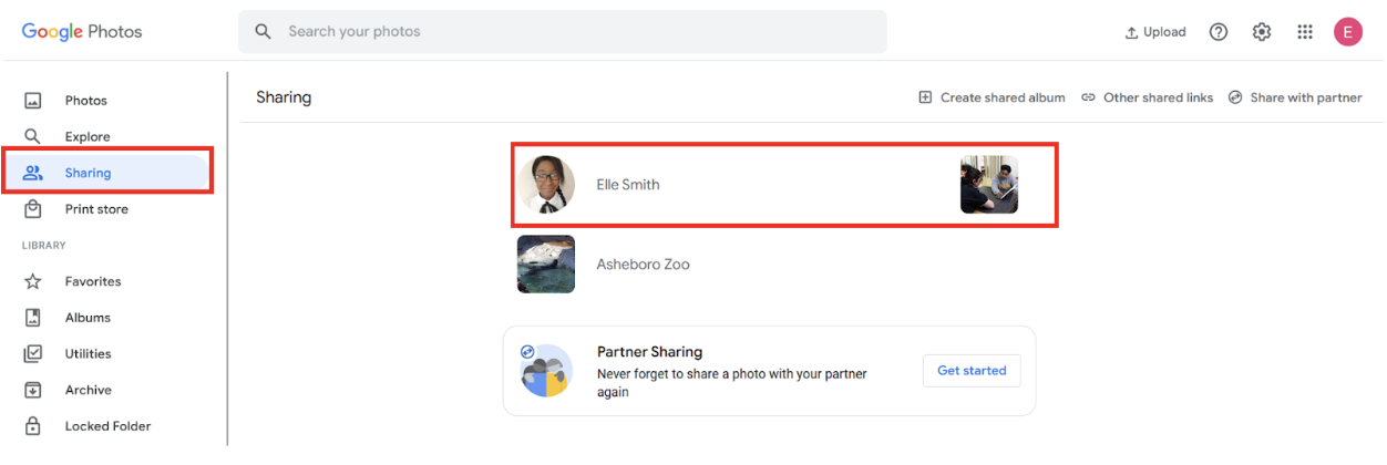 Finding the photos your shared to a personal account.