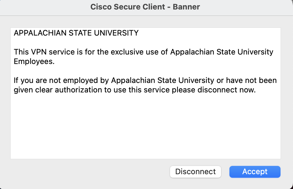 Accept the AnyConnect VPN term