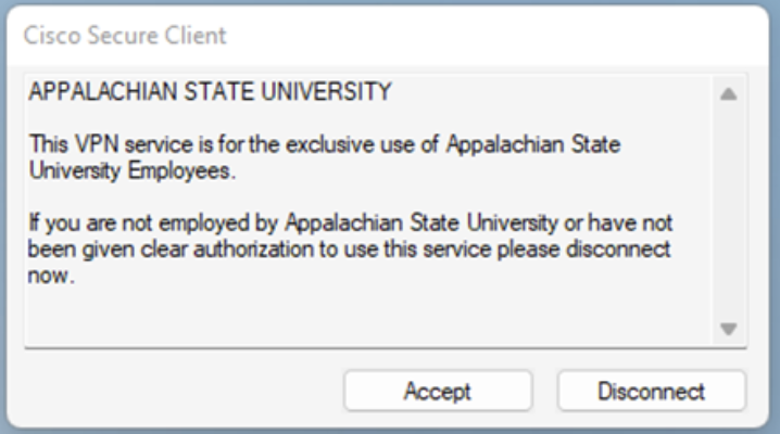Accept the AnyConnect VPN terms.