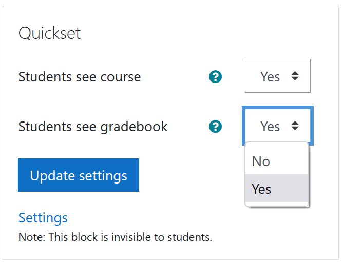 Quickset block in AsULearn