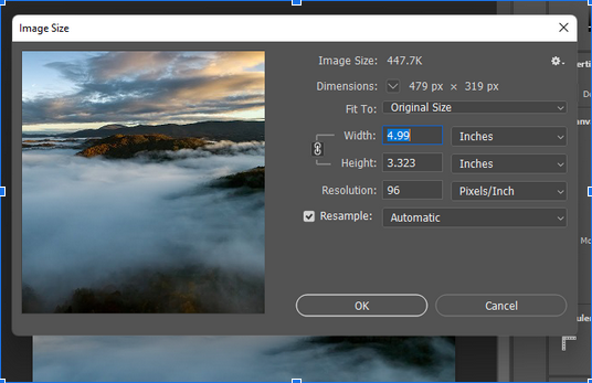 Adjusting the image size.
