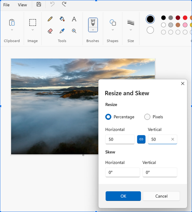 Entering custom image sizes.