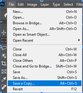 Saving a copy of the resized image.