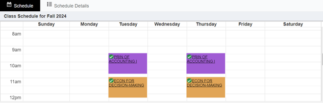 Calendar block view can be accessed after successful registration. 