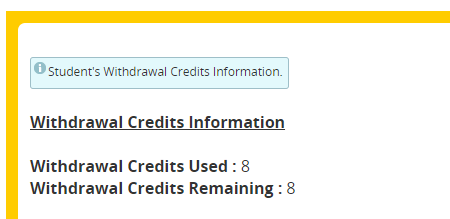 Course withdrawal credits. 