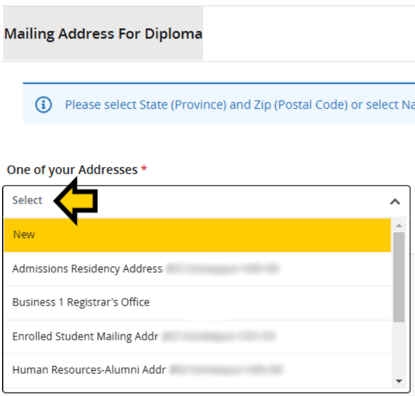 Enter a mailing address that your diploma can be shipped to.