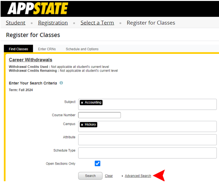 Enter search criteria to find a course. 