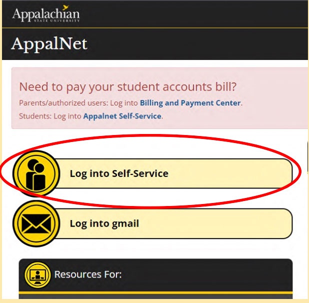 Log in to Self-Service