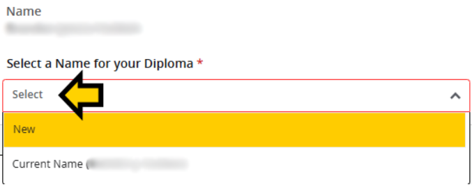 Select the name you want to be printed on your diploma.