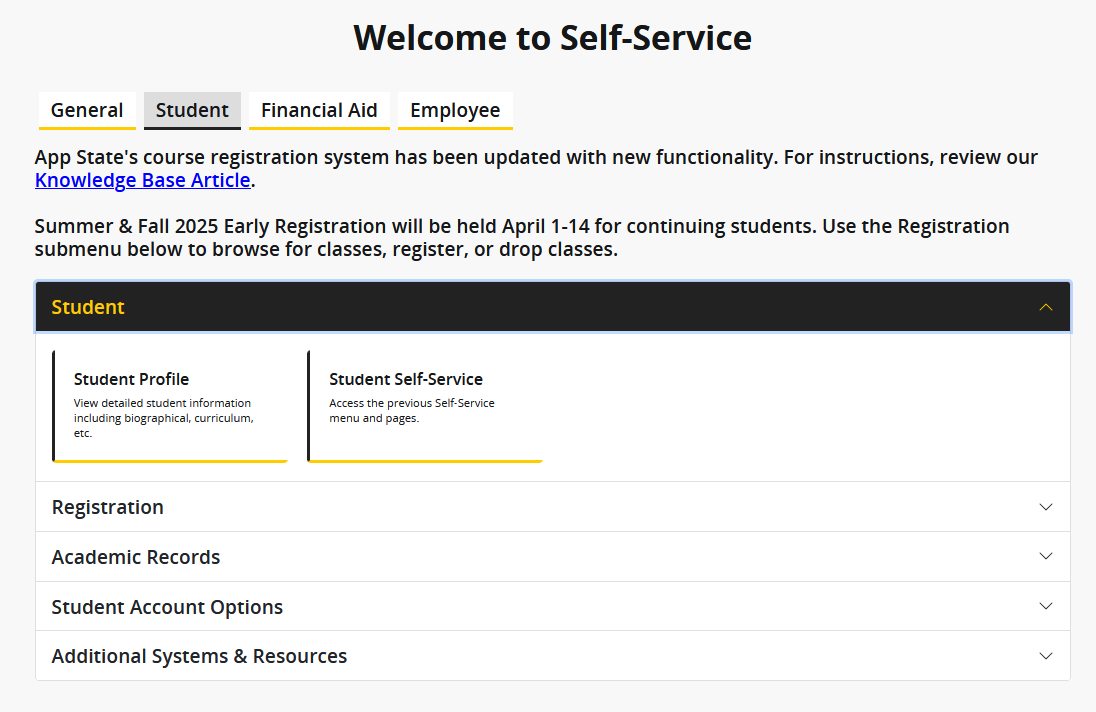 Open the student tab.