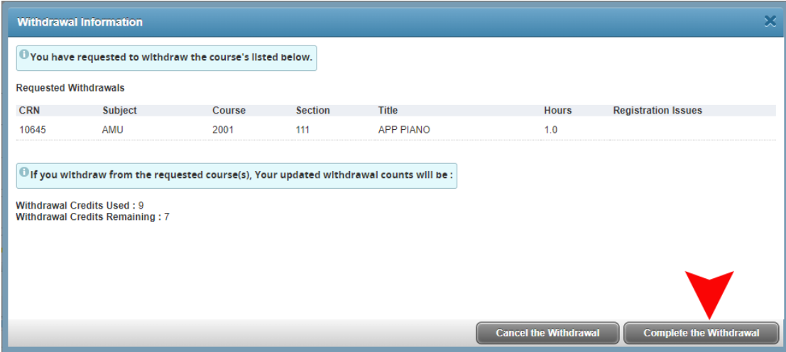 Click on complete the withdrawal. 