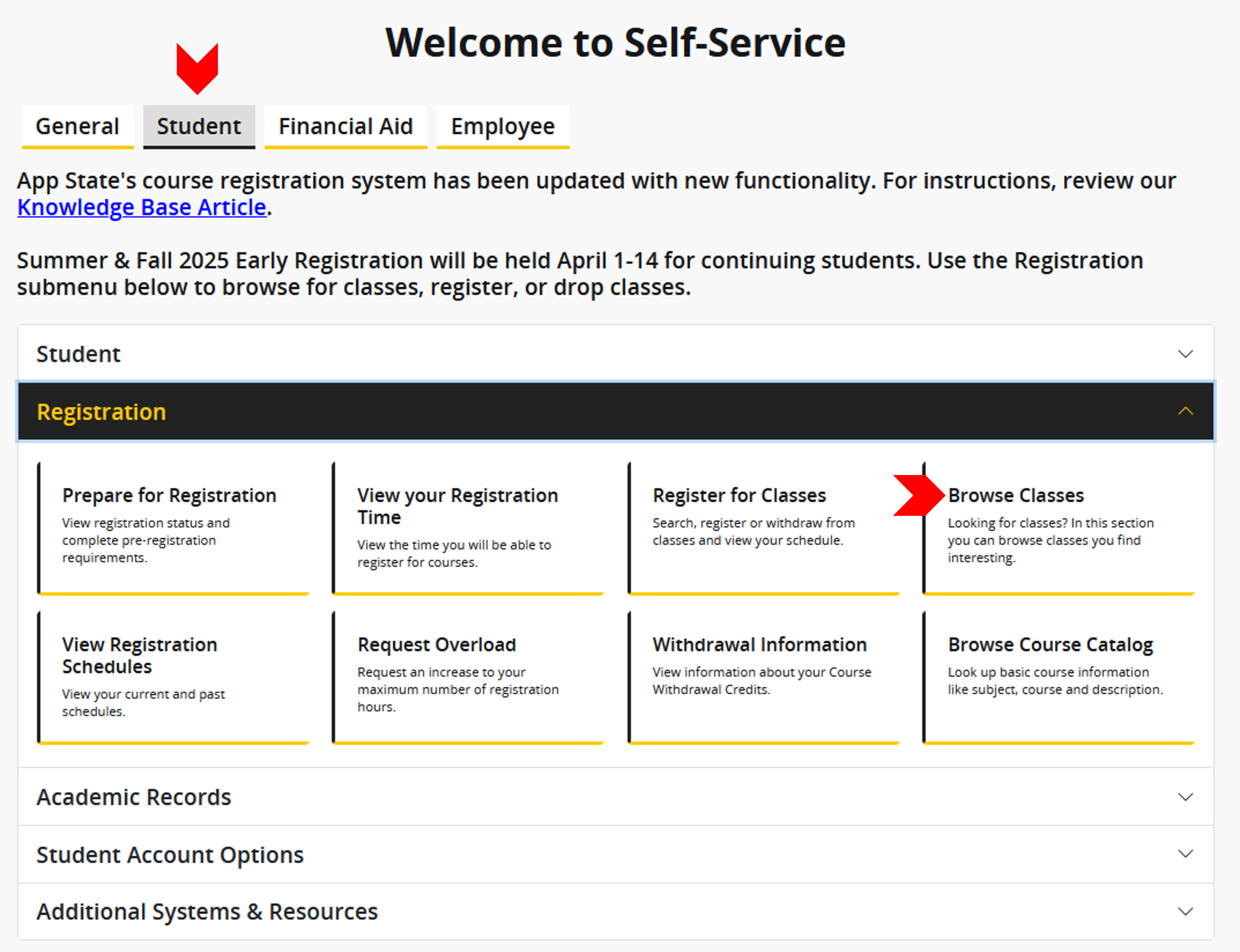 Click on browse classes. 