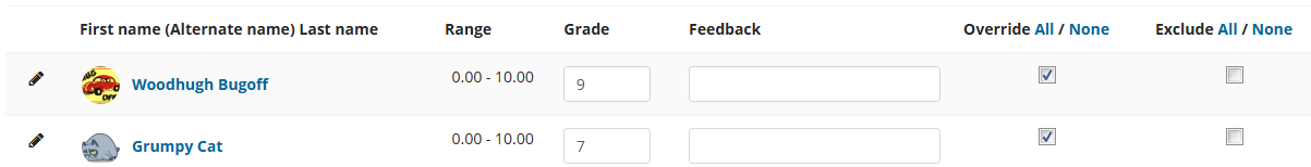 Appalachian Technology Knowledge Base > Gradebook: Single View tab for Overrides > single_view_list.png (AsULearn Modify Grades) As U Learn Grade Book Modify Grades